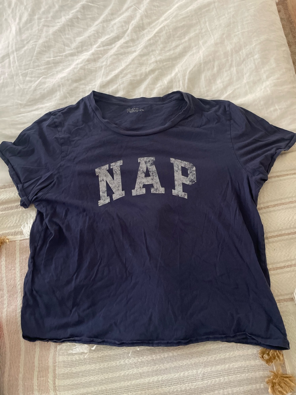 GAP Navy Blue Short Sleeve Tee with Distressed 'NAP' Graphic